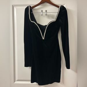 Black velvet mini dress